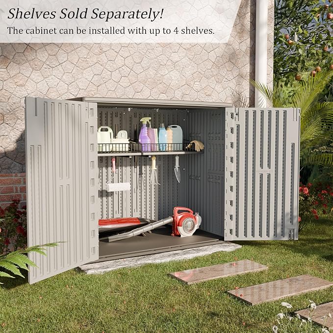 HOMSPARK 37 Cu.Ft Outdoor Storage Shed Weather Resistant, Resin Storage Sheds & - Image 5