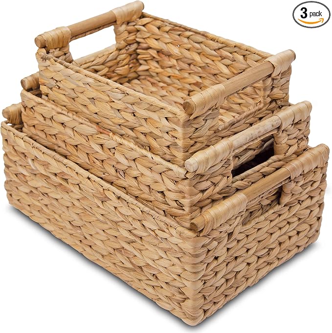 VATIMA Hyacinth Wicker Basket Set 3 size by VATIMA