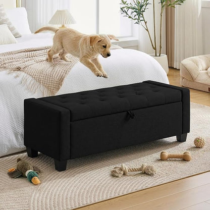 Huatean Home 43" Ottoman with Storage, Upholstered Entryway Bench with Seating - Image 5