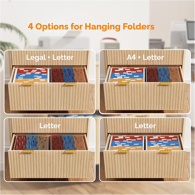 VINGLI 2 Drawer File Cabinet, Home Office Filing Organizer, - Image 9