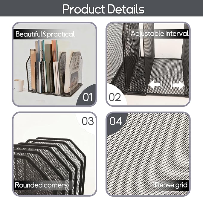 Adjustable Desk File Organizer, Detachable Office Folder Organizer, Compact - Image 7