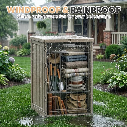 EasyUp 56 Gallon Deck Boxes Outdoor Waterproof, Resin Outside Storage Box - Image 3