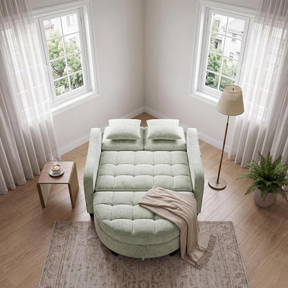 ERYE Chenille Tufted Loveseat Sofa and Ottoman Set, Tufted Recliner Sleeper - Image 13