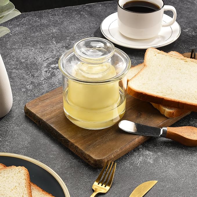 Butter Crock, Elegant Crystal Glass French Butter Dish - Image 7