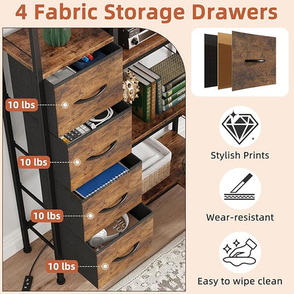 AFLUI Corner Bookshelf with LED Light Strips & 4 Fabric Drawers, 5-Tier - Image 4