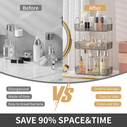 3 Tier Bathroom Organizer Countertop Makeup Perfume Tray Skincare Organizer - Image 4