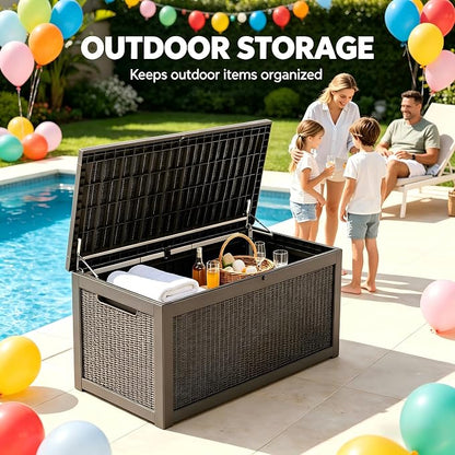 328 Gallon Waterproof Outdoor Storage Box, Heavy Duty Resin Deck Box Lockable - Image 7