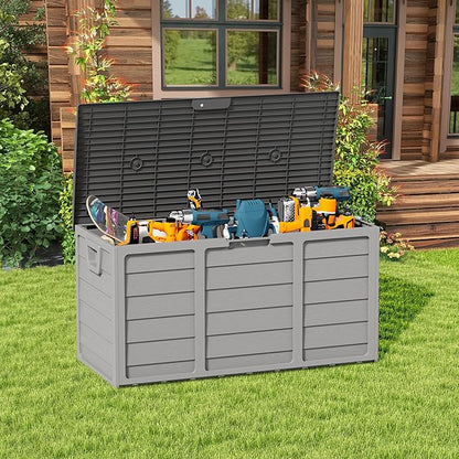 75 Gallon Outdoor Deck Storage Box, Heavy Duty Resin by Patiomore
