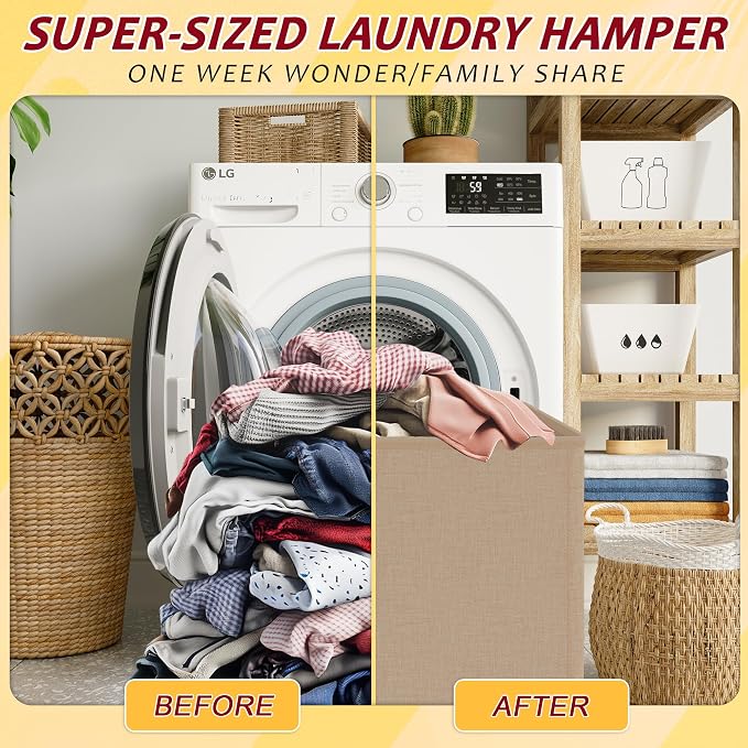 195L Laundry Hamper 3 Section, Large Laundry Hamper - Image 5