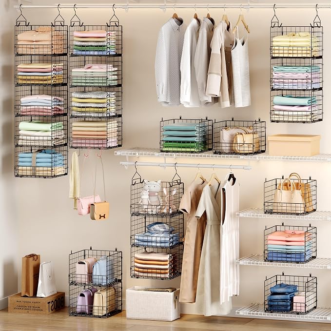 Sonyabecca 5-Tier Hanging Closet Organizer – Black Closet Storage Shelves - Image 2