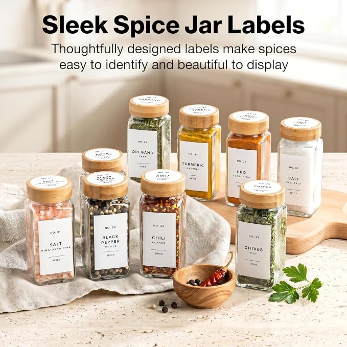 Minimalist Spice Jar Labels Self-Adhesive - Image 2
