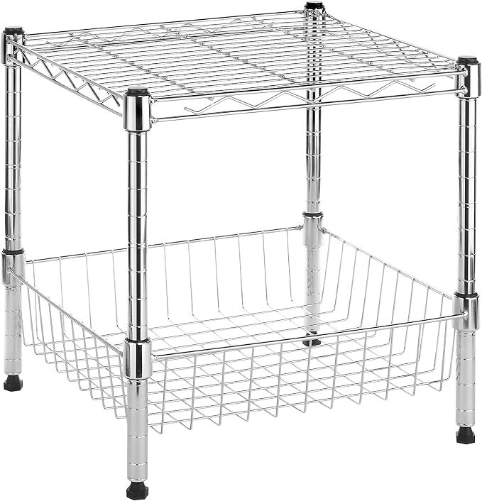 Whitmor 2-Wire Shelving Unit, Metal Storage Shelves, Stacking Shelf by Whitmor