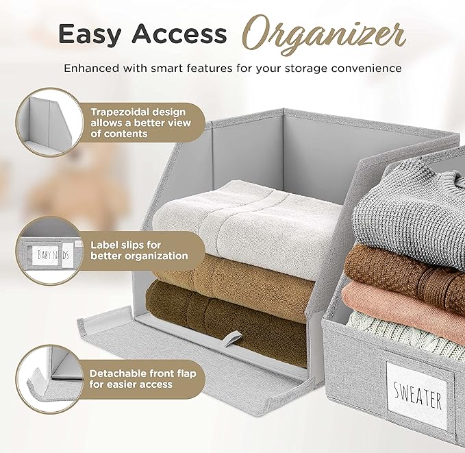 VIVIDECOR Open Front Trapezoid Closet Bins 12x12x10 – Easy Access Shelf - Image 3