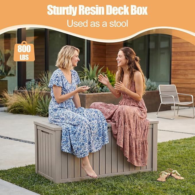 230 Gallon Outdoor Storage Box, Large Resin Deck Box, Waterproof Lockable - Image 6