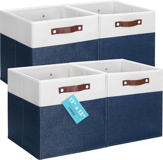 OrganiHaus 13" x 13" x 13" Cube Fabric Storage Bins Set of 4, Fabric Storage by OrganiHaus