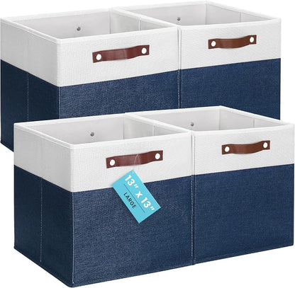OrganiHaus 13" x 13" x 13" Cube Fabric Storage Bins Set of 4, Fabric Storage by OrganiHaus