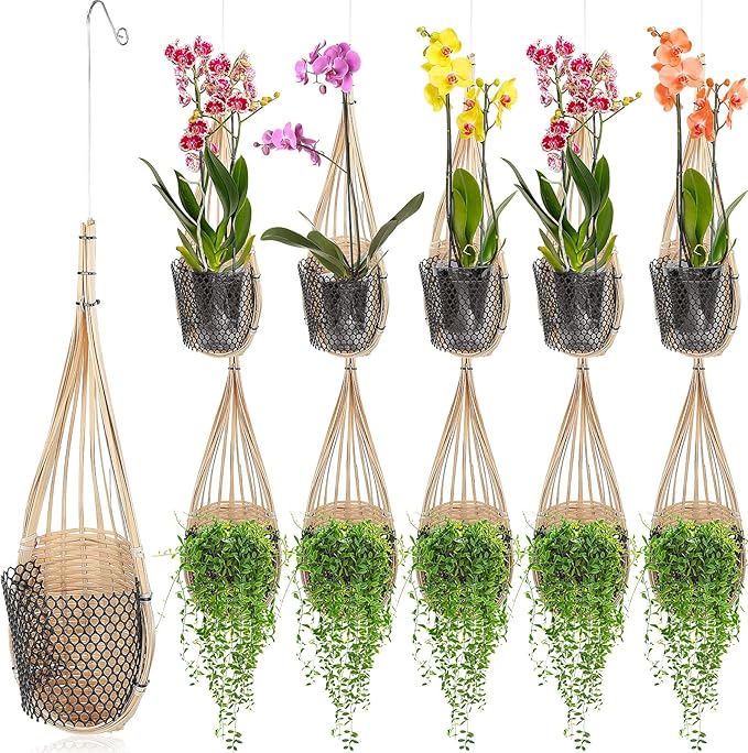 Weysat 10 Pack Hanging Orchid Planter Thai Bamboo Woven 4 Inch Bird Nest Style by Weysat