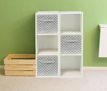 Simple Houseware 11-Inch Foldable Cube Storage Organizer Bin, Geometric Grey - Image 6