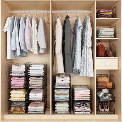 Stackable Closet Organizers and Storage Bins 4 Pack, Sturdy Metal Clothes - Image 5