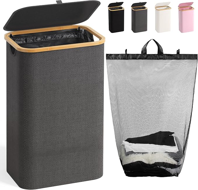 Bathola Laundry Hamper with Lid, Laundry Basket with Removable Bag, by Bathola