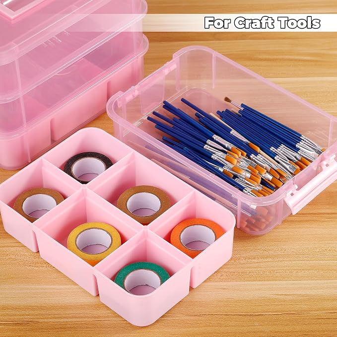 CraftGenes Art Supply Storage Organizer, 4-Tier 10 Qt Box, 2 Trays, Accessories - Image 6