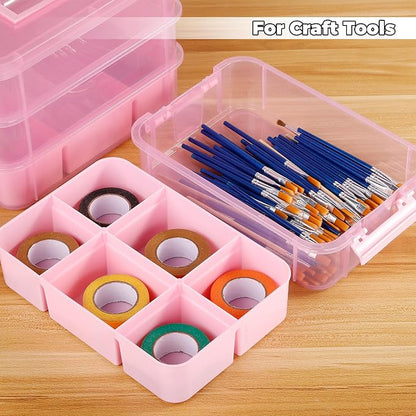 CraftGenes Art Supply Storage Organizer, 4-Tier 10 Qt Box, 2 Trays, Accessories - Image 6
