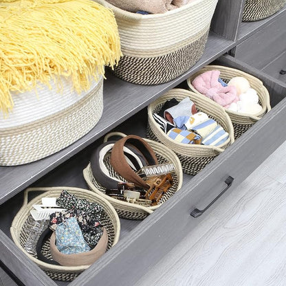 Sea Team 2-Pack Cotton Rope Baskets, Fabric Tray, Oval Open Dish - Image 2
