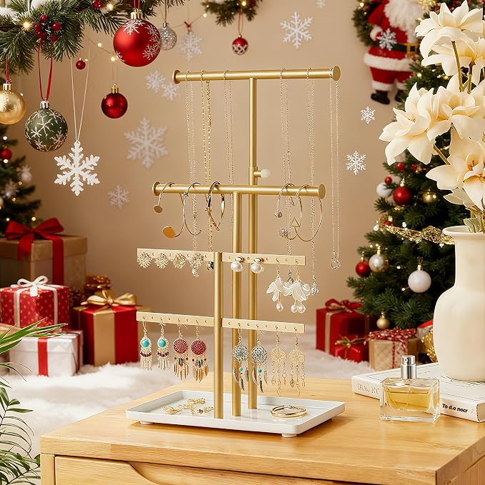 3 Tier Jewelry Holder Organizer, Necklace Display Stand, Height Adjustable - Image 6