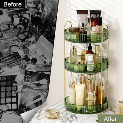 360 Rotating Makeup Organizer for Vanity, Bathroom Countertop Spinning Perfume - Image 2