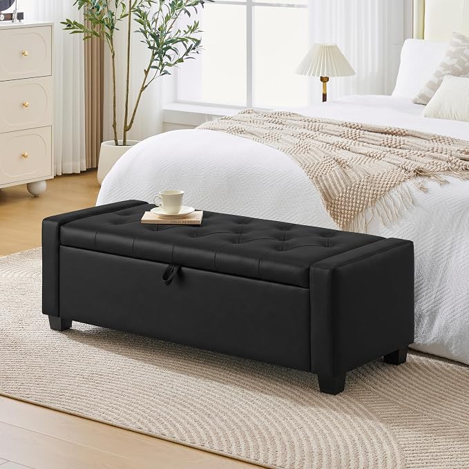 Huatean Home 48" Ottoman with Storage, Storage Ottoman Bench with Safety Hinge - Image 4