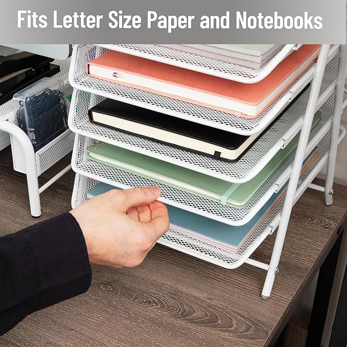 Mind Reader 5-Tier Paper Tray Organizer, Vertical Desktop File Storage Rack - Image 6