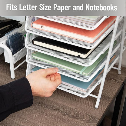 Mind Reader 5-Tier Paper Tray Organizer, Vertical Desktop File Storage Rack - Image 6