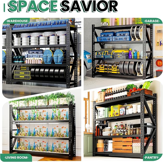 4-Tier Heavy Duty Garage Shelving, Industrial Shelving - Image 8