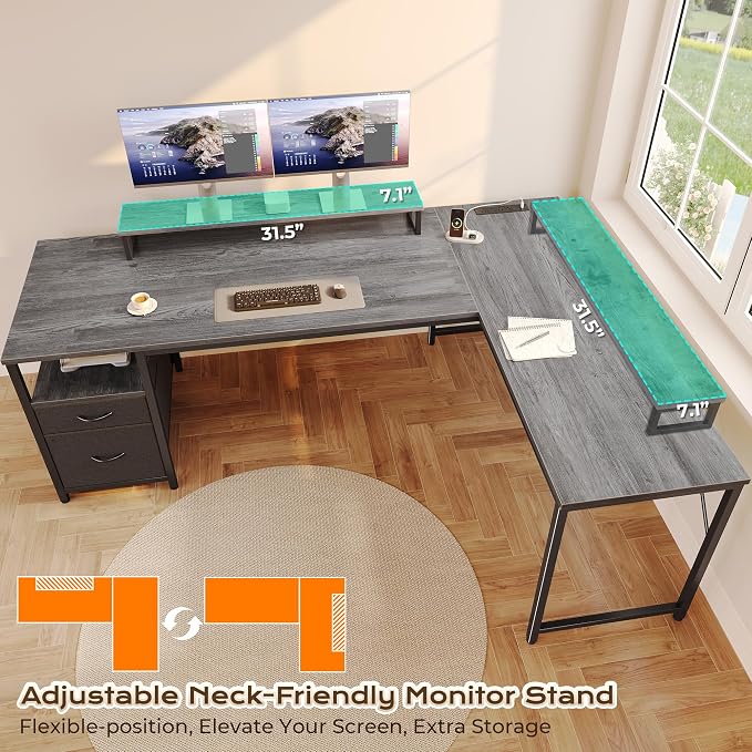 PRAISUN 63 Inch L Shaped Desk - Image 6