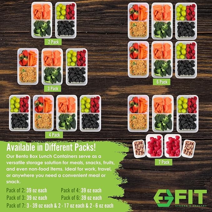 FIT Strong & Healthy Bento Lunch Box & Meal Prep Containers, Food & Snack - Image 8