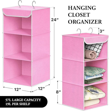 Simple Houseware 3-Shelf Hanging Closet Organizer, Fabric Storage Shelves - Image 2