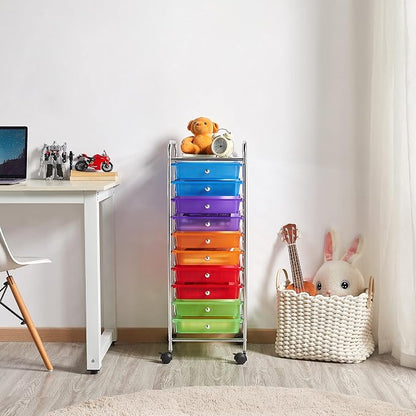 Yaheetech 10 Drawer Cart Rolling Plastic Storage Cart and Organizer - Image 9