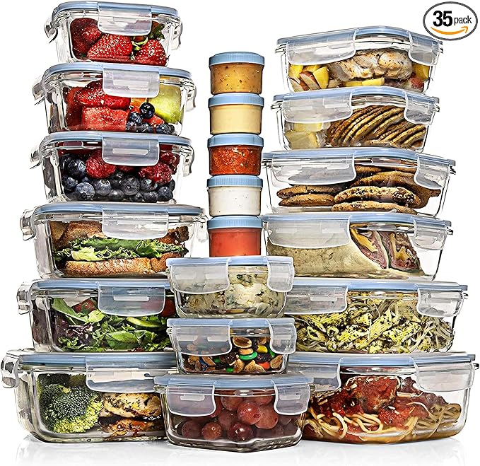 Razab 35 Pc Set Glass Food Storage Containers by RazabHomeGoods