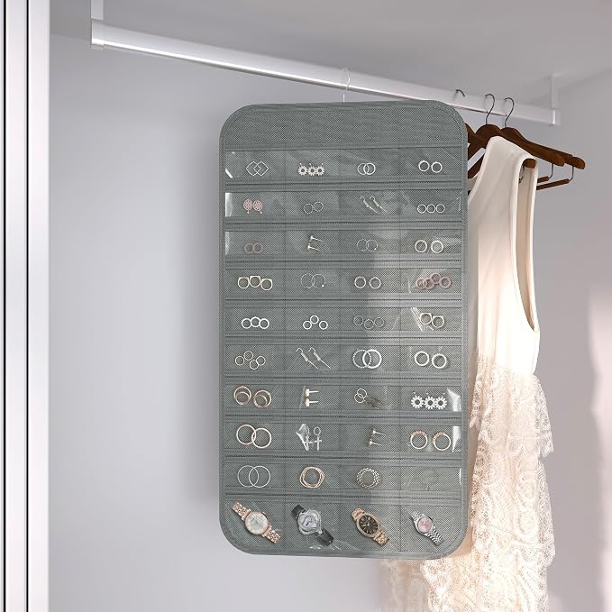 Hanging Jewelry Organizer Storage, 40 Pockets 36 Hooks Necklace Earring - Image 4
