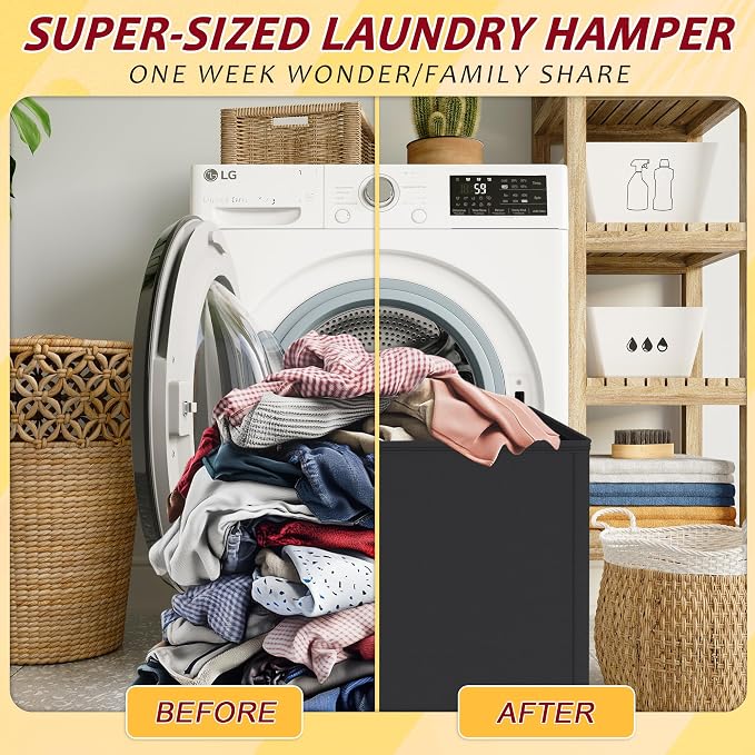 195L Laundry Hamper 3 Section, Large Laundry Hamper - Image 5