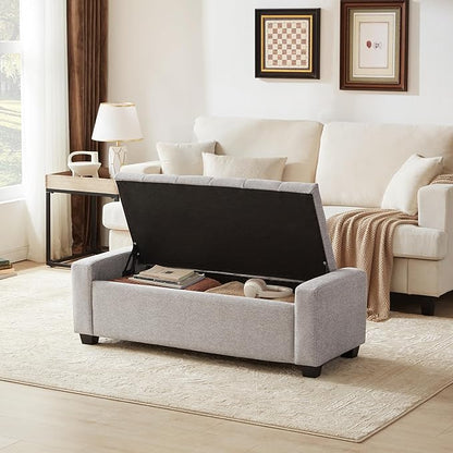 Huatean Home 48" Ottoman with Storage, Storage Ottoman Bench with Safety Hinge - Image 3