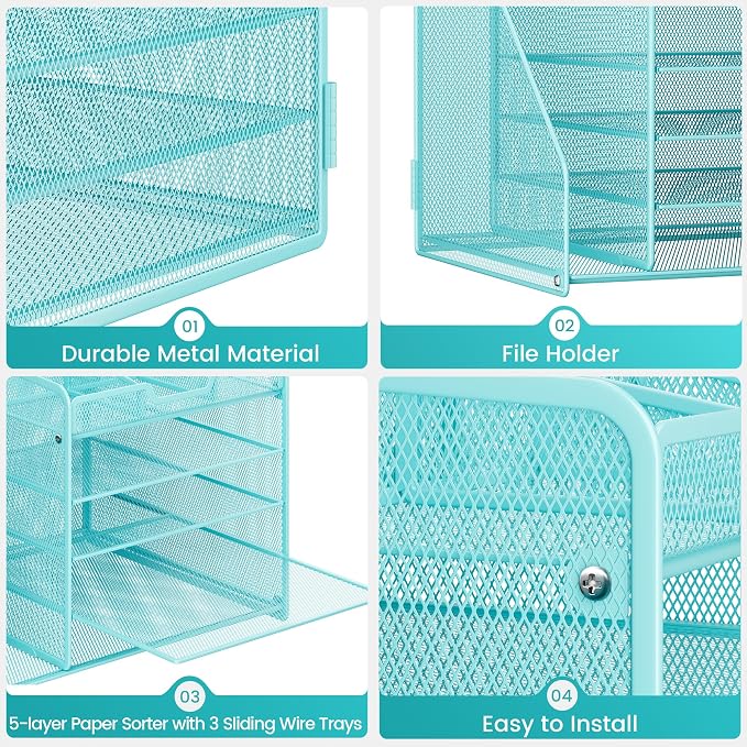 Lavatino 5-Tier Metal Mesh Desk Organizer - Image 7
