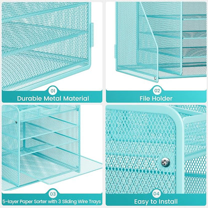 Lavatino 5-Tier Metal Mesh Desk Organizer - Image 7