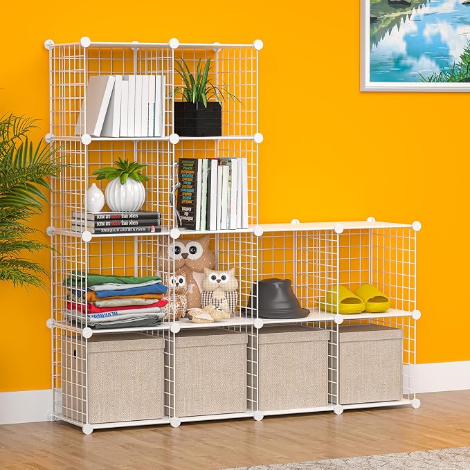 TUMUCUTE Cube Storage Organizer, Metal 12-Cube Shelves Bookshelf, Portable - Image 5