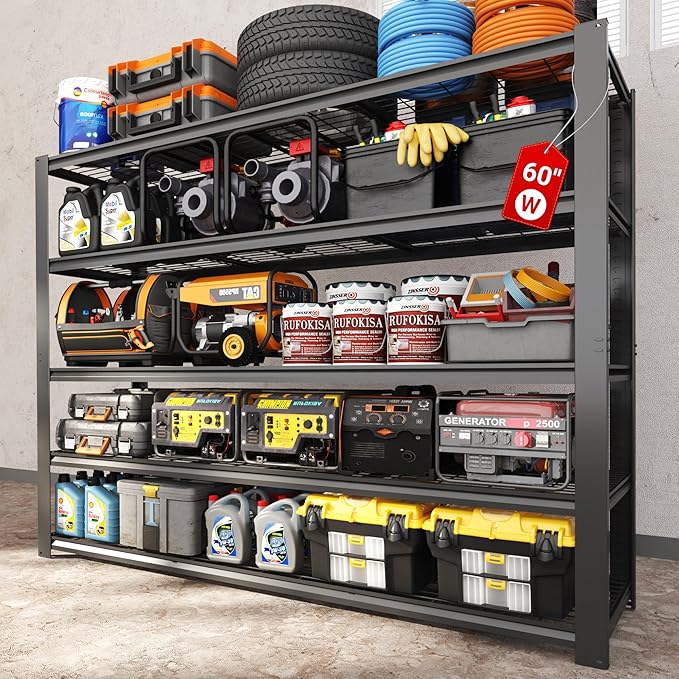 FLEXIMOUNTS 60" W Garage Shelving, 5 Tier Storage Shelves Load 1500LBS by FLEXIMOUNTS