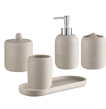 5-Pieces Bathroom Accessory Set Hight Quality Polyresin Ensemble-Lotion - Image 2