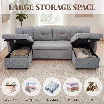 Huatean Home Oversized Sleeper Sofa Couch, 100 inch 2 in 1 Pullout Couch Bed - Image 5