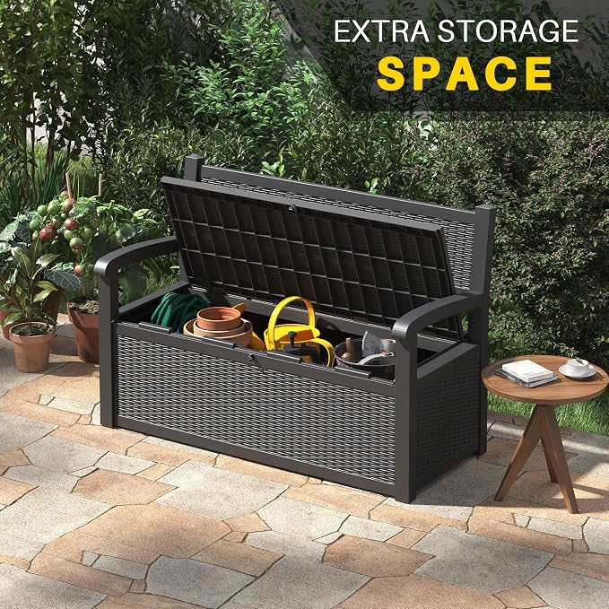 80 Gallon Outdoor Storage Box, Resin Patio Furniture - Image 5
