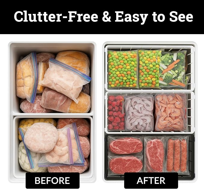 Deep Chest Freezer Organizer Bins – 4-Pack Stackable Chest Freezer Baskets - Image 2