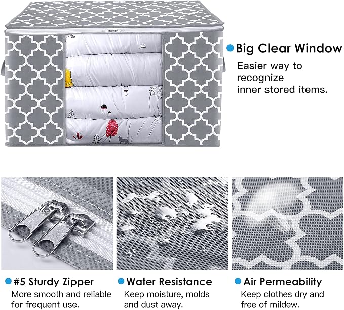 WISELIFE Storage Bags 100L 8-Pack Large Blanket Clothes Organization and - Image 4